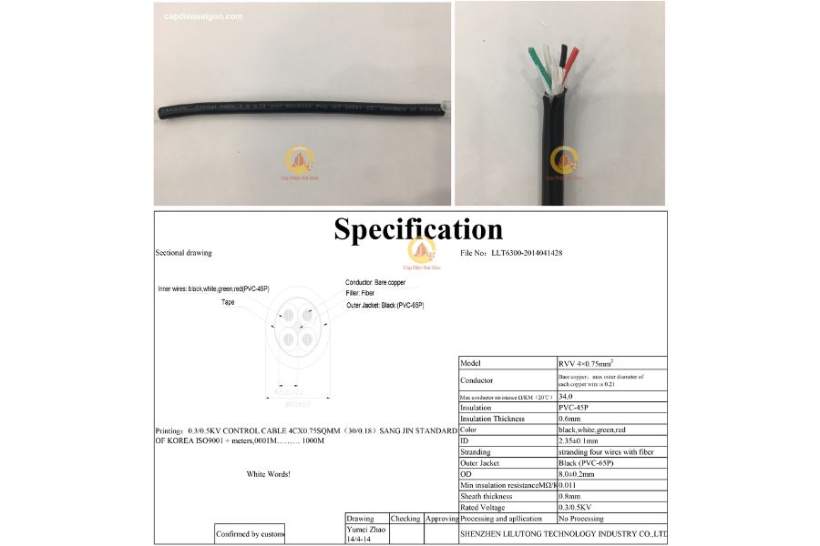 Cáp điều khiển Sangjin 4 core không lưới